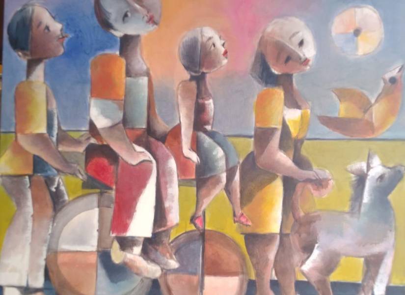 Una de las pinturas del artista Olmedo Quimbita.