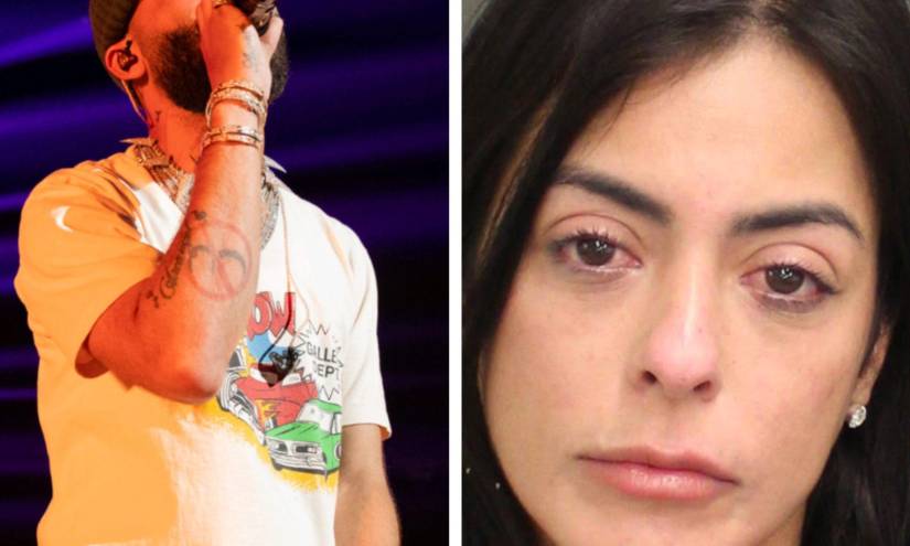 Imagen de archivo de Arcángel / Mugshot de su esposa tras la detención.