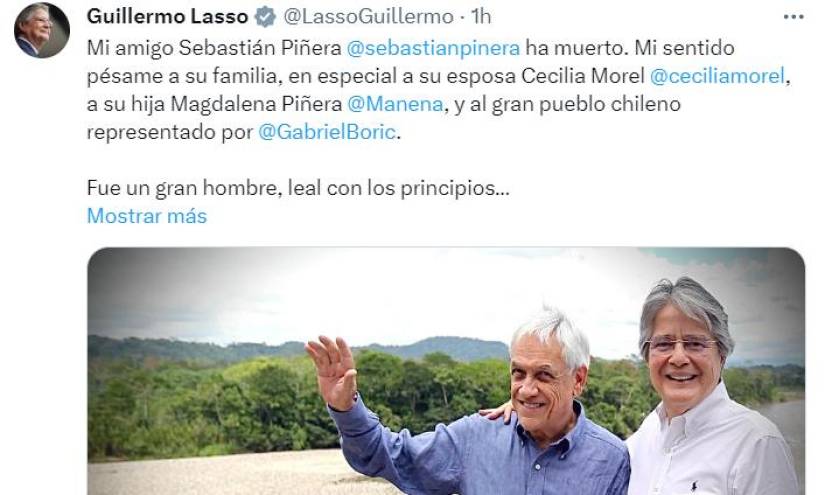 Líderes mundiales lamentan la muerte repentina del expresidente de Chile, Sebastián Piñera
