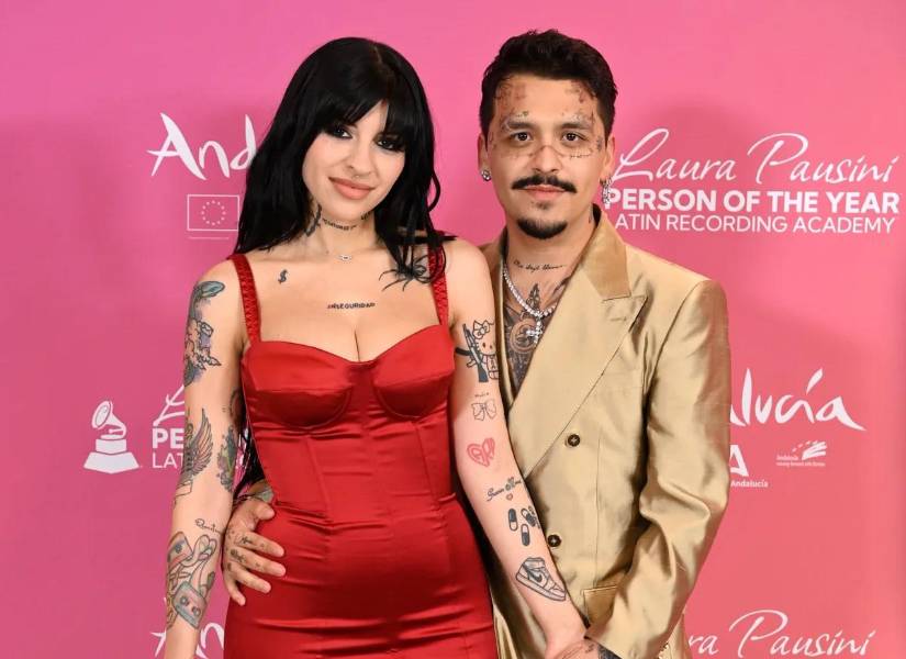 Cazzu y Nodal durante la gala de la Persona del Año.