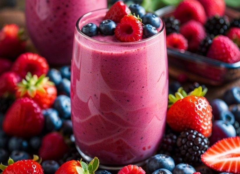 Los frutos rojos son una excelente combinación para iniciar el dia.