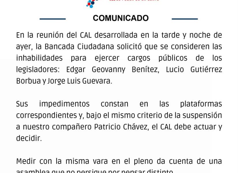 Lucio Gutiérrez, Geovanny Benítez y Jorge Guevara niegan acusaciones del correísmo sobre impedimentos para ejercer cargo público