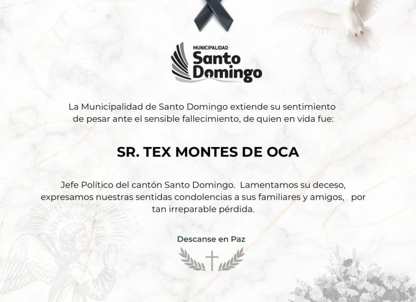 Tex Montes de Oca, jefe político de Santo Domingo, falleció en accidente de paracaidismo
