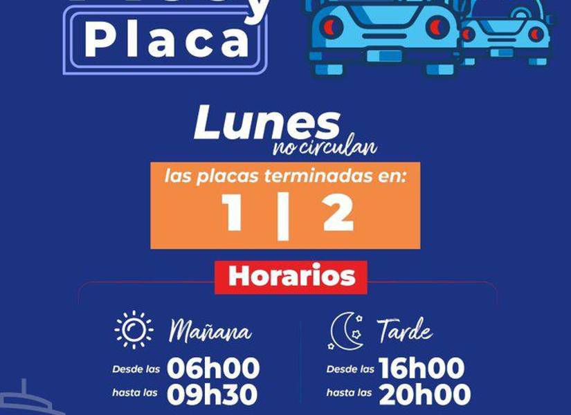 Pico y placa Quito, lunes 24 de febrero.