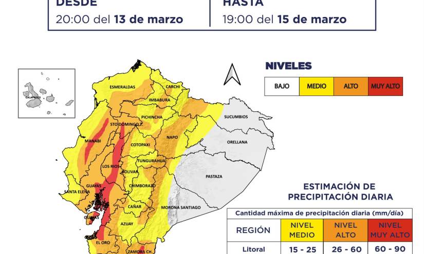 Invierno en Ecuador: ¿cuáles serán las zonas más afectadas por lluvias los próximos días?
