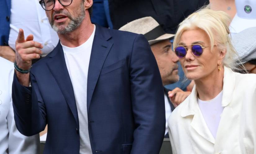 Hugh Jackman arribando a la final de Wimbledon.