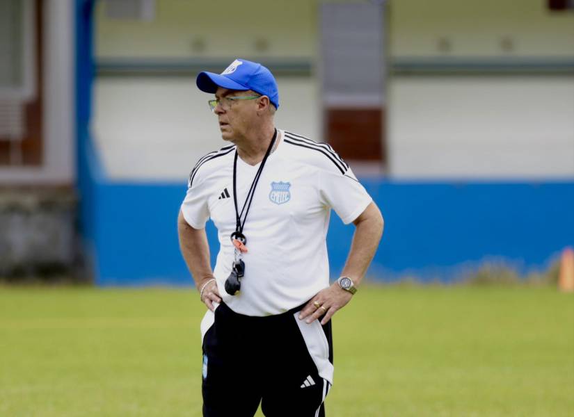 Jorge Célico en su primer entrenamiento de Emelec