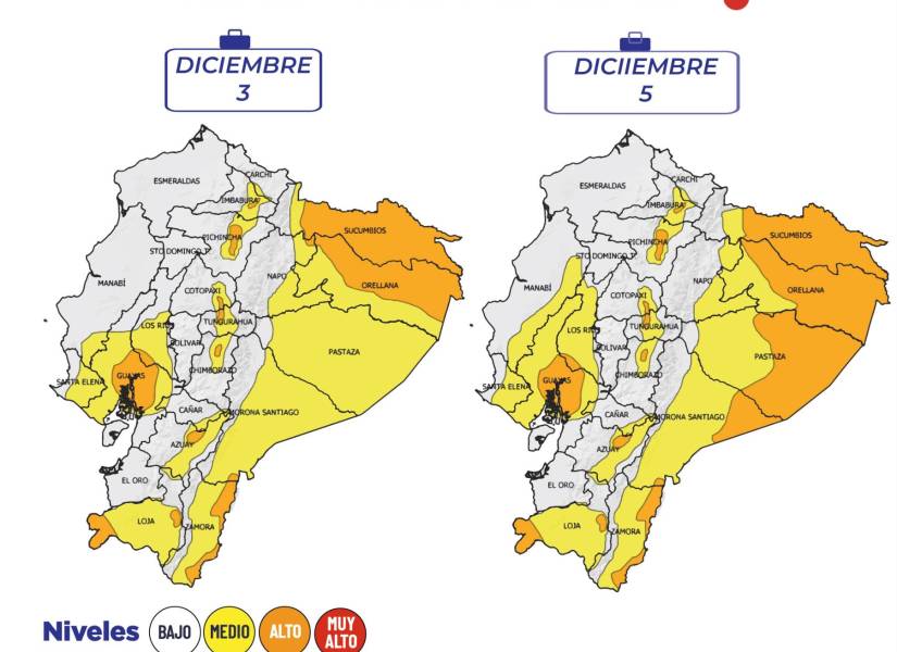 Alerta por alta temperatura diurna el 3 y 5 de diciembre.