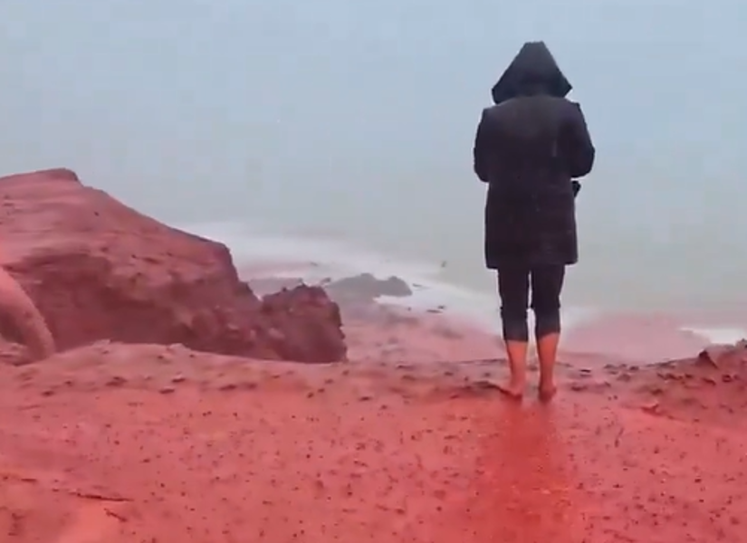 Playa roja en el Golfo Pérsico.