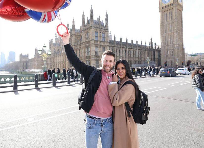 Michela Pincay y su novio francés Alexis Marle en Inglaterra.