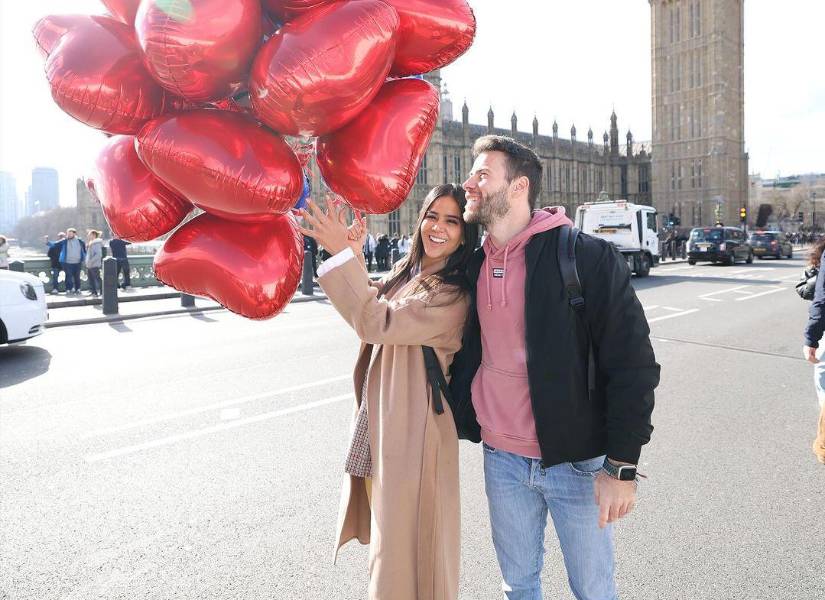 Michela Pincay y su novio francés Alexis Marle en Inglaterra.