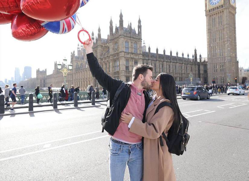 Michela Pincay y su novio francés Alexis Marle en Inglaterra.
