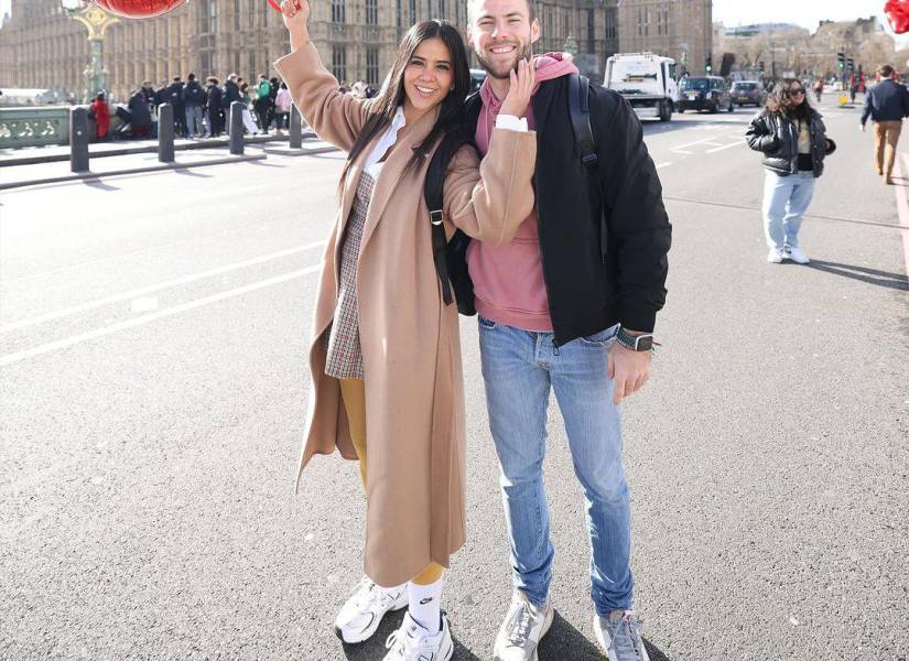 Michela Pincay y su novio francés Alexis Marle en Inglaterra.