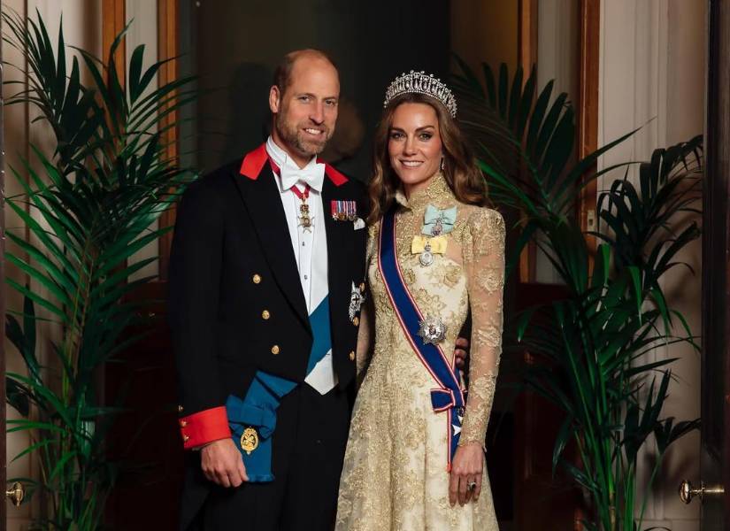 Los príncipes de Gales en el Banquete Estatal británico.