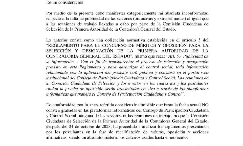 Tras seis años, Ecuador tendrá un nuevo Contralor designado por concurso