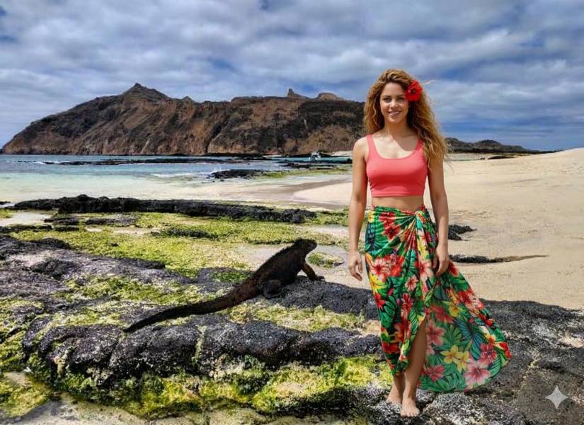 Shakira posando en las Islas Galápagos