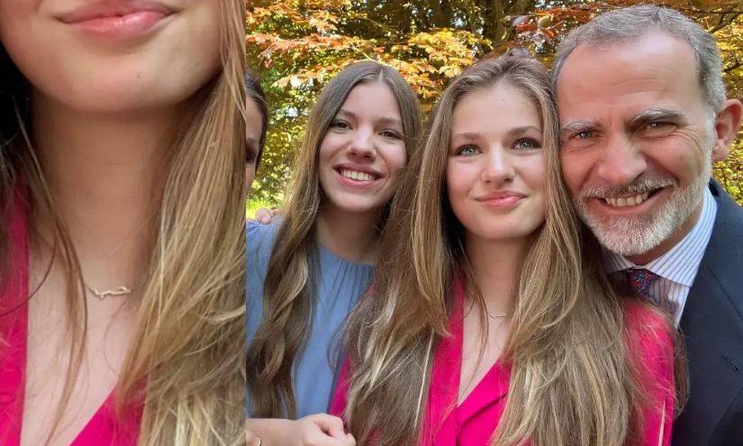 La princesa Leonor utilizando el collar.