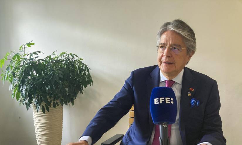 El presidente de Ecuador, Guillermo Lasso, en una entrevista con EFE en Bruselas (Bélgica), hoy lunes 17 de julio del 2023.