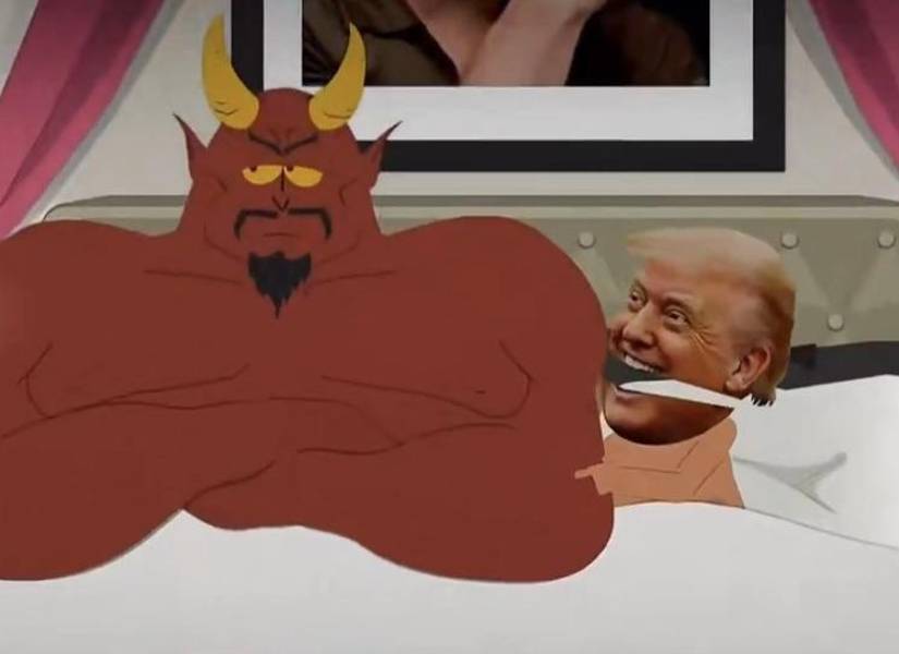 Donald Trump junto a Satanás.