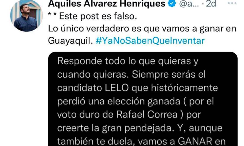 Marcela Aguiñaga dice que Andrés Arauz comenzó el problema con Aquiles Álvarez