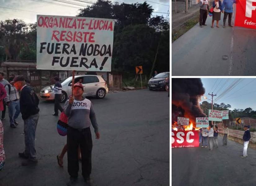 Agricultores pertenecientes a la Feunase, se tomaron la vía Jipijapa - Guayaquil.