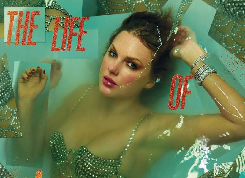 Taylor Swift en la portada de The Life of a Showgirl.