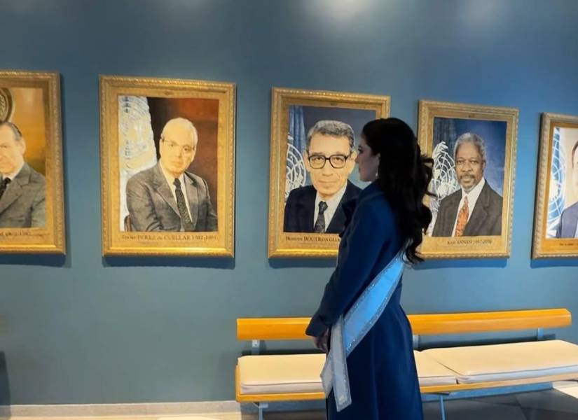 Fátima Bosch en el salón azul de las Naciones Unidas.