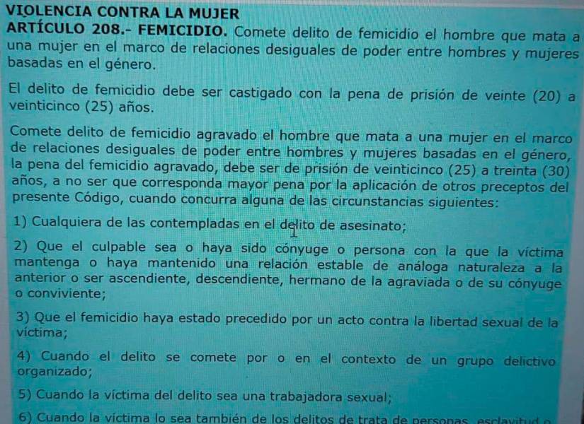 En el Código Penal de Honduras se reconoce al femicidio por delincuencia organizada.