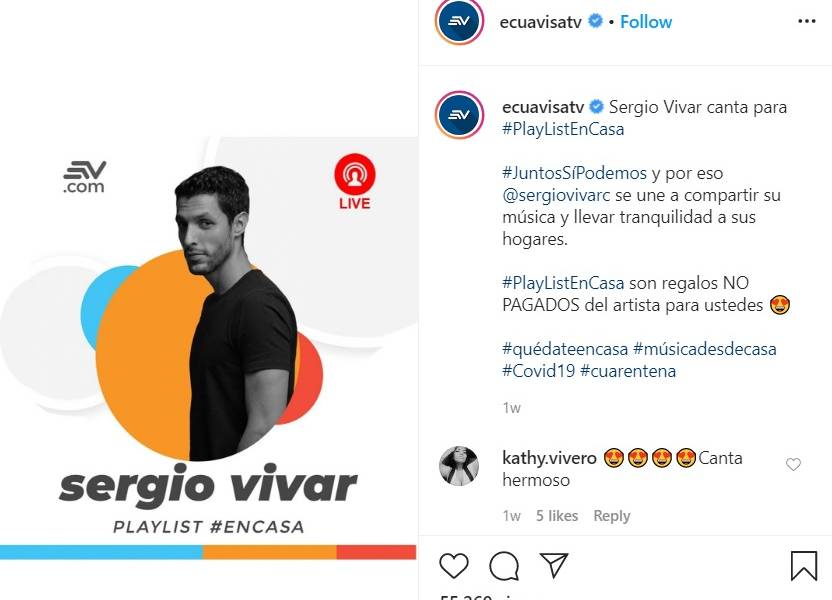 Ecuavisa realiza ciclo de conciertos en Instagram