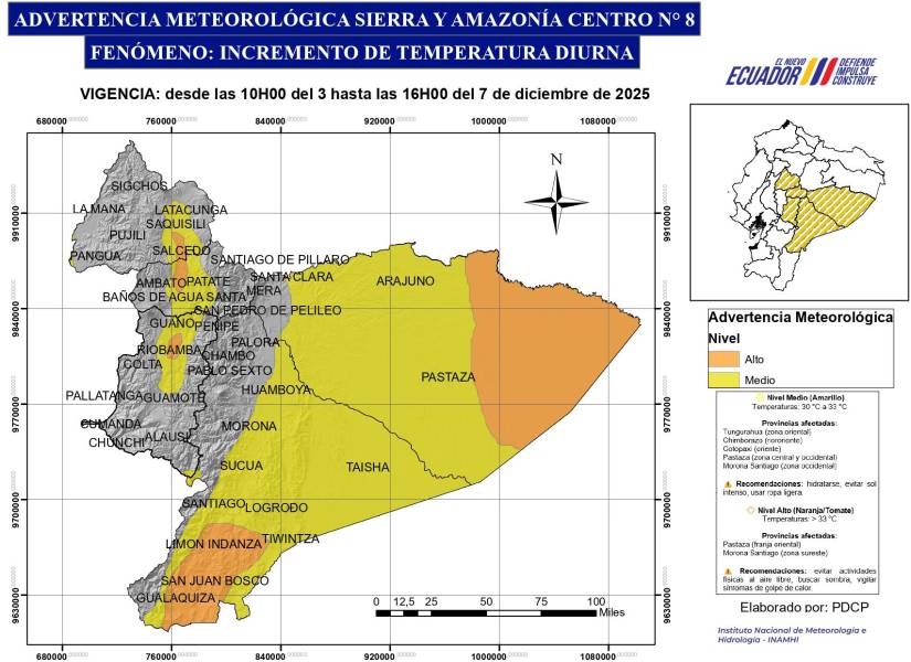 Alerta por alta temperatura diurna en Sierra y Amazonía centro