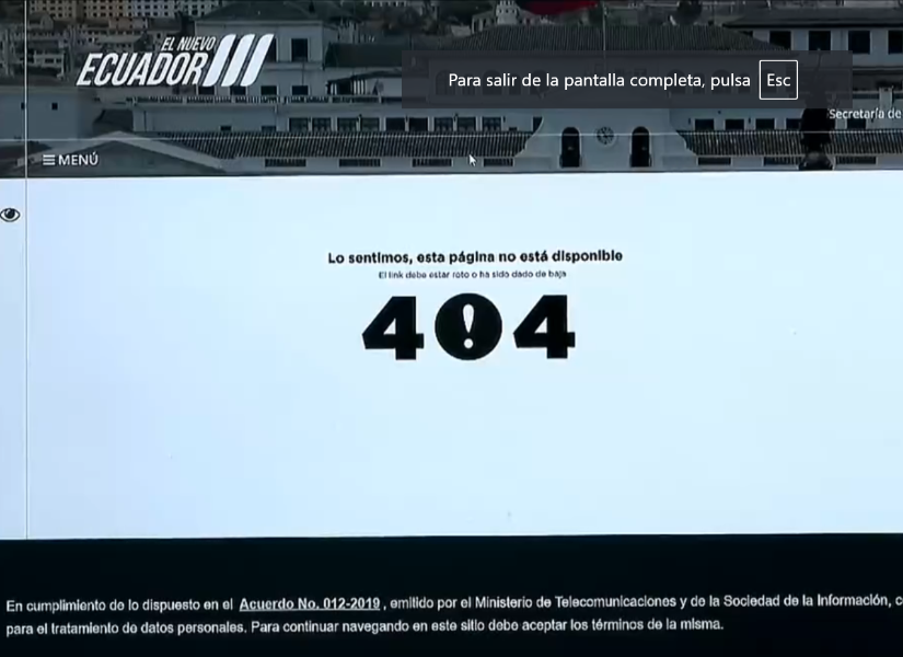 El mensaje de error que aparecía en la pantalla.