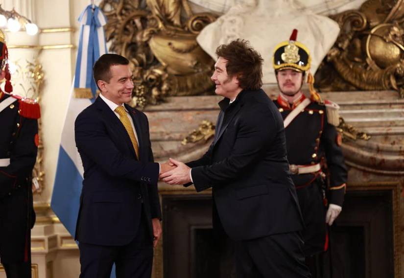 Visita oficial del presidente Daniel Noboa a su homólogo argentino, Javier Milei.