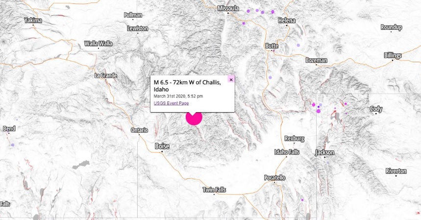 Sismo de magnitud 6,5 sacude Idaho, en oeste de EE.UU.
