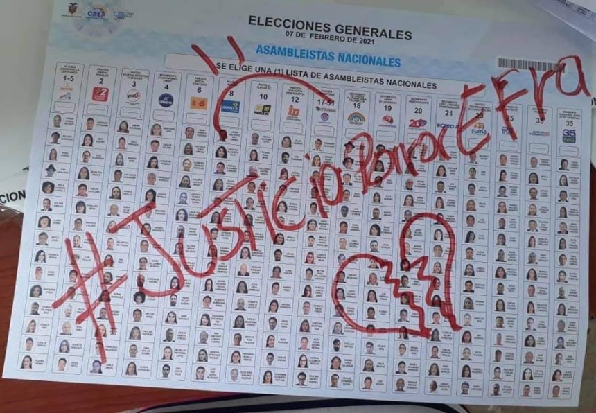 Algunos electores anularon su voto pidiendo justicia para Efraín Ruales