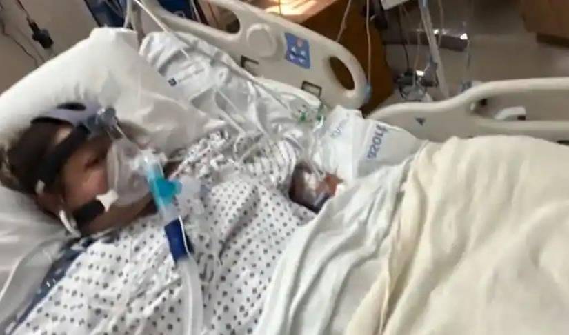 Imagen de Laura Barajas en el hospital compartida en redes sociales.