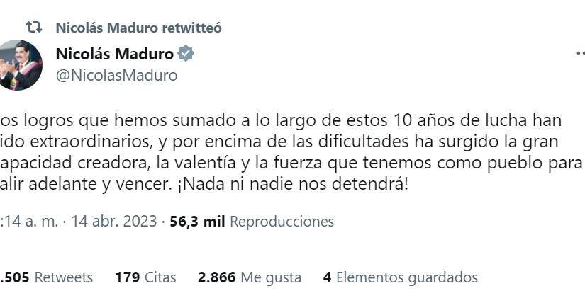 El chavismo celebra los 10 años de la elección de Maduro como presidente