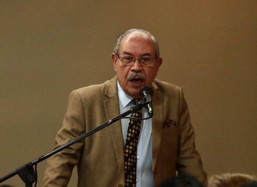 Expresidente de Aucas, Ramiro Montenegro, en rueda de prensa