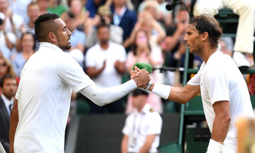 Nick Kyrgios saludando a Rafael Nadal