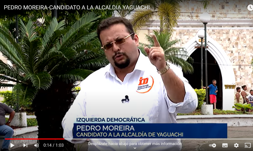 Pedro Moreira Peña en una toma de archivo cuando fue candidato de la ID a la alcaldía de Yaguachi en 2019.