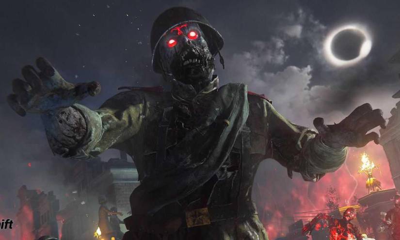 Foto que recrea un zombie corriendo en el videojuego Call of Duty