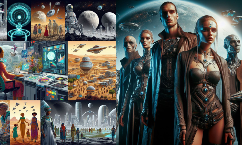 Humanos del futuro y la colonización espacial.