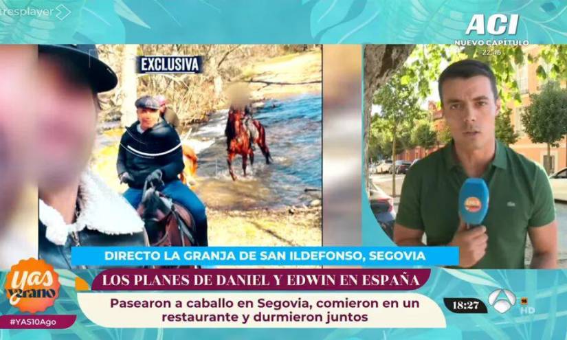 Imagen capturada del programa español que expuso las imágenes en TV, estas demostrarían la relación cercana entre el asesino y la víctima antes del trágico final.