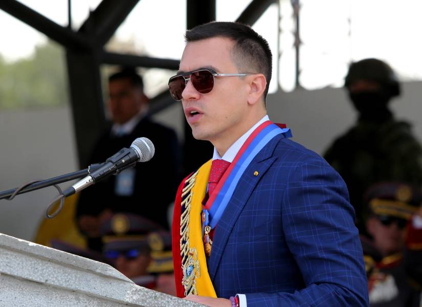 Daniel Noboa el 27 de febrero de 2024 en la ceremonia de conmemoración por los 195 años de la Batalla de Tarqui