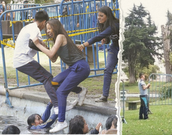 Cientos de estudiantes suelen concentrarse en la laguna de La Alameda para jugar carnaval.