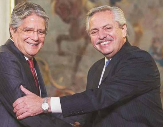 Encuentro bilateral entre Guillermo Lasso y Alberto Fernández.