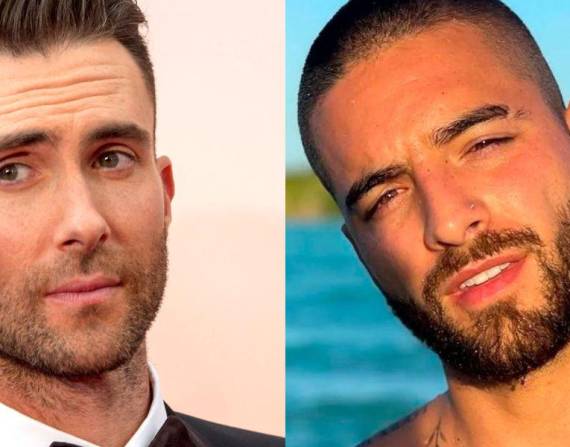 Imágenes de archivo de Adam Levine y Maluma.
