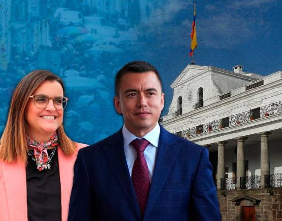 María José Pinto, candidata a la Vicepresidencia; y Daniel Noboa, candidato a la Presidencia.