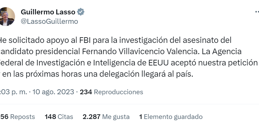 Asesinato Fernando Villavicencio: el FBI apoyará en la investigación del atentado