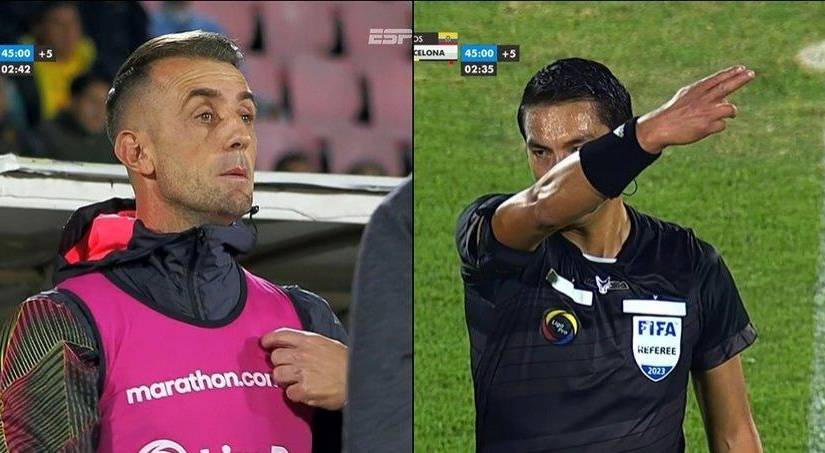 Damián Díaz, expulsado por el árbitro Álex Cajas.