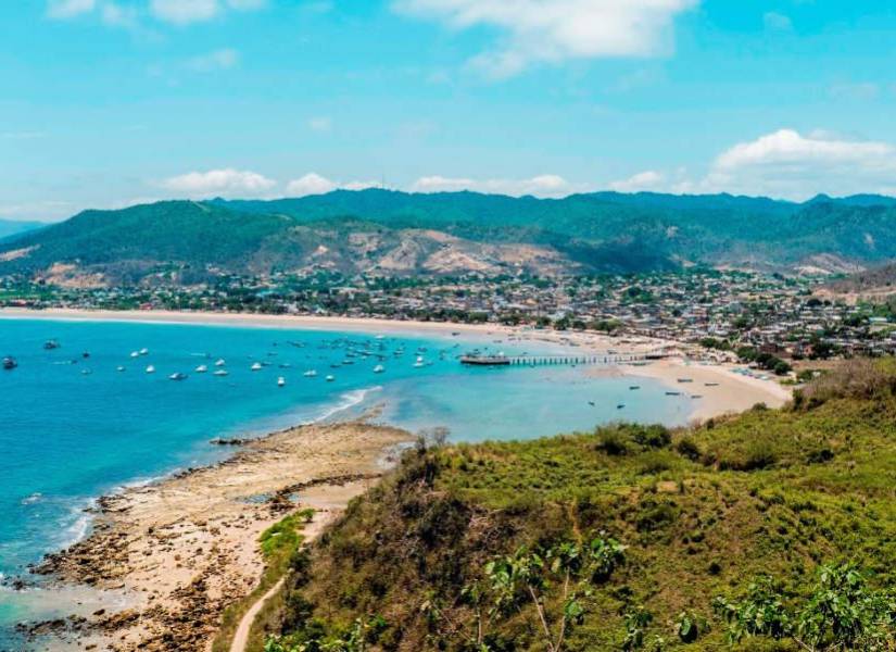 Vista aérea de la playa de Puerto López.